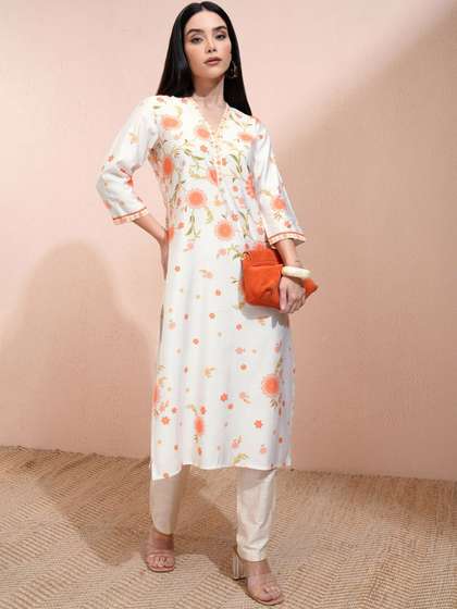 Vishudh Floral Printed Straight Kurta