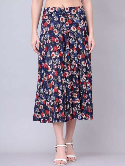 GRACIT Printed Flared Midi Skirts