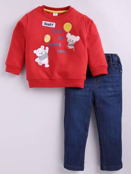 Dollar Kid Super Soft
                    Printed Long Sleeves T Shirt With Denim Pant Set