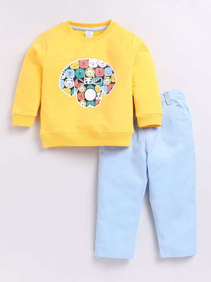 Dollar Kid Super Soft
                      Printed Long Sleeves T Shirt With Twill Pant Set
