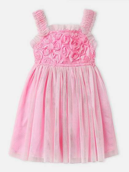 Nauti Nati Girls Floral
                    Textured Sleeveless Knee Length Frock