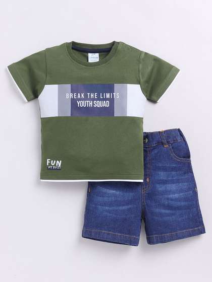 Dollar Kid Super Soft
                      Printed Short Sleeves T Shirt With Denim Short
                      Pant Set