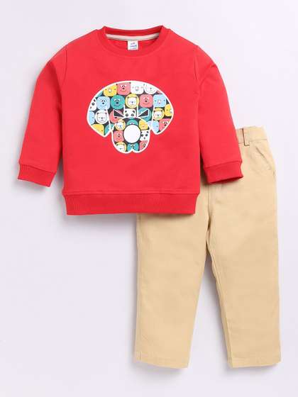 Dollar Kid Super Soft
                    Printed Long Sleeves T Shirt With Twill Pant Set