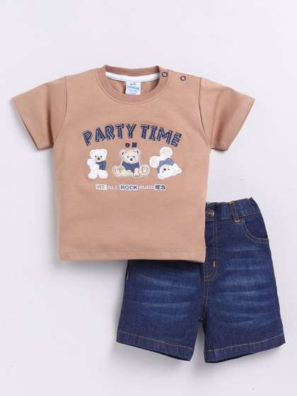 Dollar Kid Super Soft
                    Printed Short Sleeves T Shirt With Denim Short Pant
                    Set