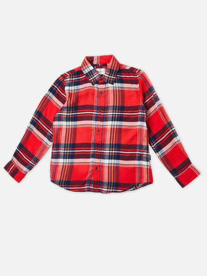Pepe Jeans Boys Spread
                    Collar Tartan Checked Cotton Casual Shirt