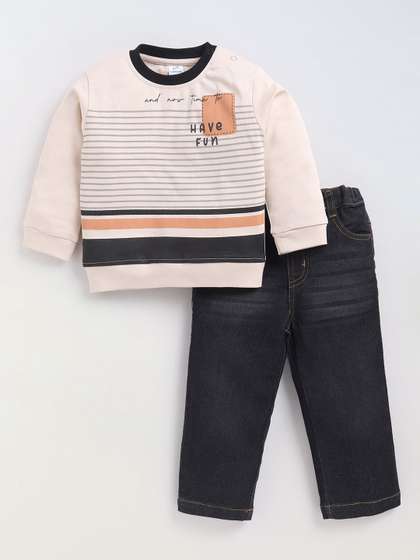 Dollar Kid Super Soft
                    Printed Long Sleeves T Shirt With Denim Pant Set