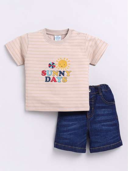 Dollar Kid Super Soft
                      Printed Short Sleeves T Shirt With Denim Short
                      Pant Set