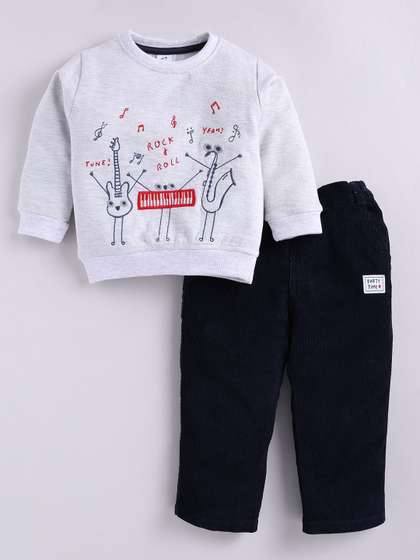 Dollar Kid Super Soft
                    Printed Long Sleeves T Shirt With Corduroy Pant Set