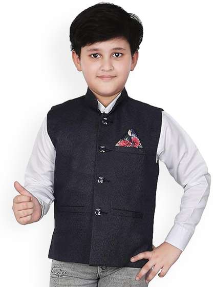 Eliq Boys Woven Nehru Jacket
