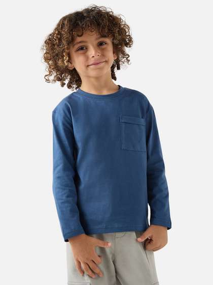 Juniors by Babyshop Boys Solid Round Neck Cotton T-shirt