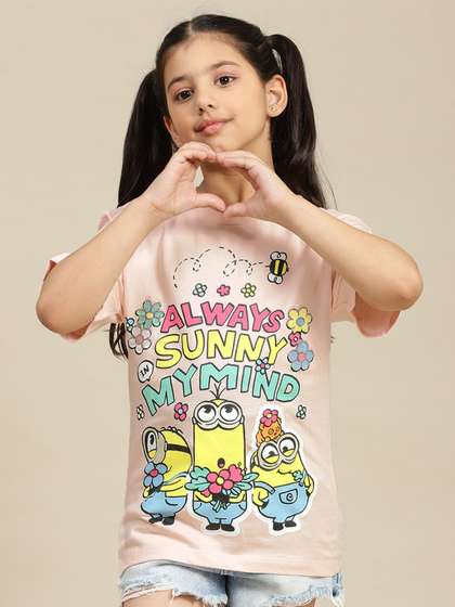 Kids Ville Girls
                      Graphic Printed Round Neck Cotton Relaxed Fit
                      Minions T-shirt