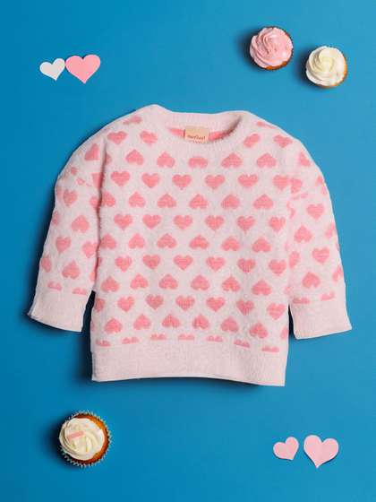 Nauti Nati Girls Printed
                    Winter Pullover with Fuzzy Detail