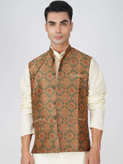 Vastraa Fusion Printed Woven Nehru Jackets
