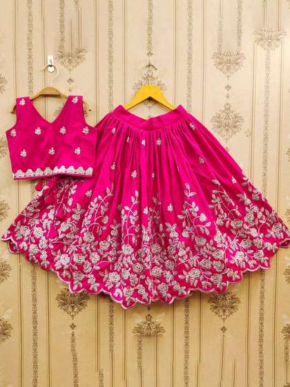JOVK DESIGN Girls
                        Embroidered Ready to Wear Lehenga & Choli