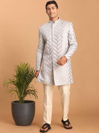 VASTRAMAY Men's
                          Mirror Work Indo-Western Sherwani Set