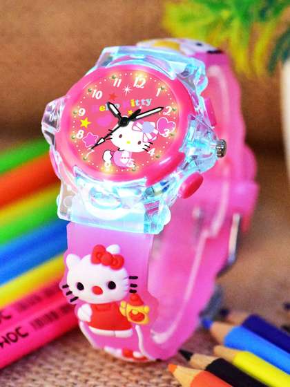 Shocknshop Girls Printed
                    Dial & Straps Analogue Watch 337 Kitty Pink
