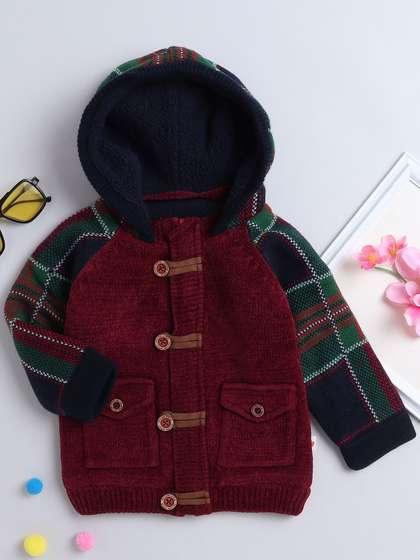 Yellow Apple Boys
                    Checked Woollen Winter Cardigan