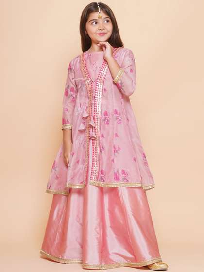 Bitiya by Bhama
                        Girls Floral Printed Sequinned Ready to Wear
                        Lehenga & Blouse with Shrug