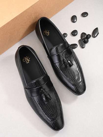 Price History of House of Pataudi Men Textured Formal Loafers from