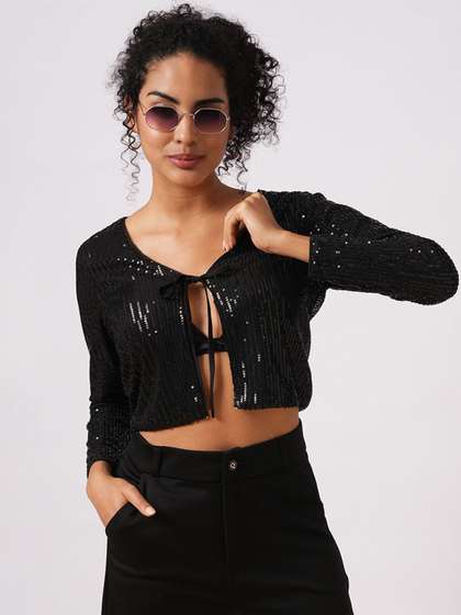 Globus Party
                      Embellished Tie-Up Crop Shrug