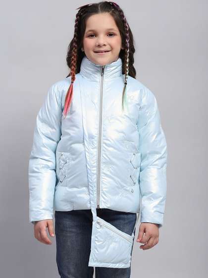Monte Carlo Girls Mock
                    Collar Solid Nylon Casual Padded Jacket