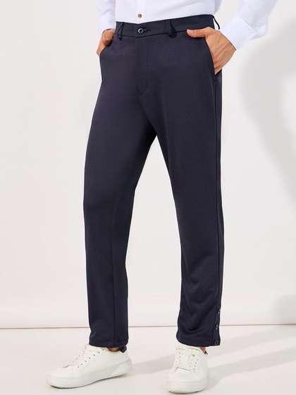 Styli Men Solid Slim Trousers