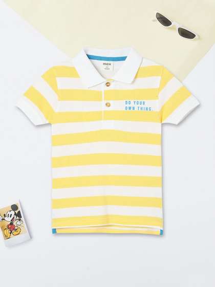 max Boys Striped Polo Collar Cotton T-shirt