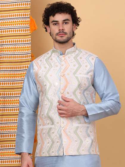 KRAFT INDIA LUXE Embroidered Woven Nehru Jacket