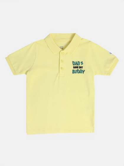 MINI KLUB Boys Typography Printed Polo Collar Cotton T-shirt