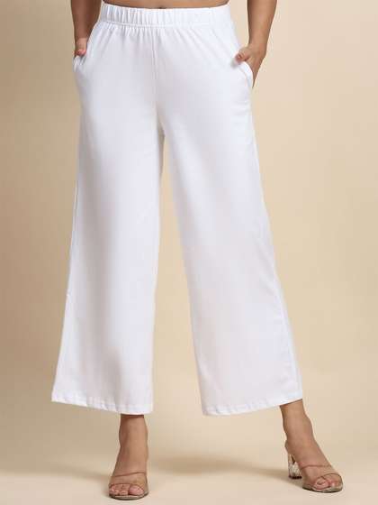 Outflits Women Solid Knitted Palazzos