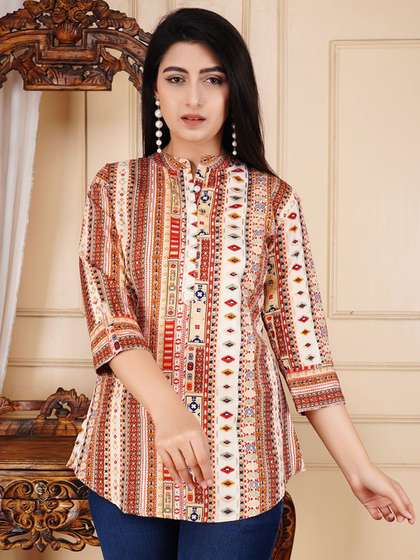 GUDWEARS Women Ethnic Motifs Printed Regular Top