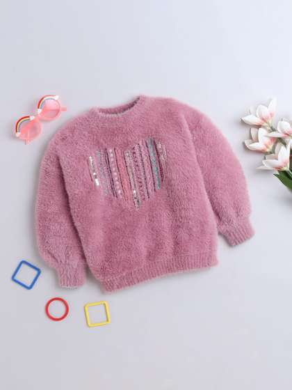 Yellow Apple Girls
                    Embroidered Woollen Pullover Sweater