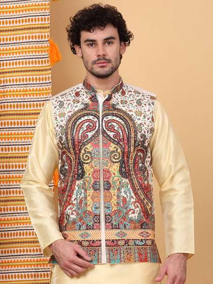 KRAFT INDIA LUXE
                        Paisley Printed Woven Nehru Jackets