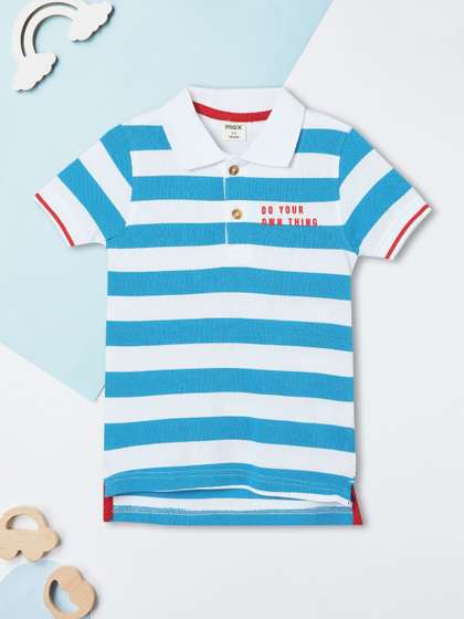 max Boys Striped Polo Collar Cotton T-shirt