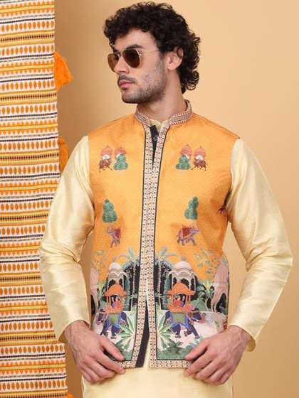 KRAFT INDIA LUXE Men
                        Printed Woven Nehru Jackets