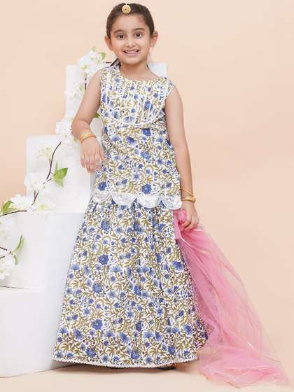 Modish Couture Girls
                        Embellished Pure Cotton Ready to Wear Lehenga
                        & Blouse With Dupatta