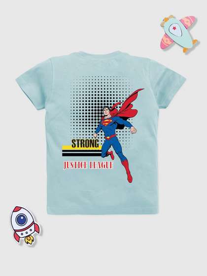 YK X Minute Mirth Boys Superman Back Printed Pure Cotton T-shirt