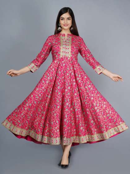 Sa Rasa Floral Printed Anarkali Kurta