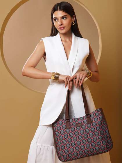 ZOUK Ethnic Motifs Printed Structured Tote Bag