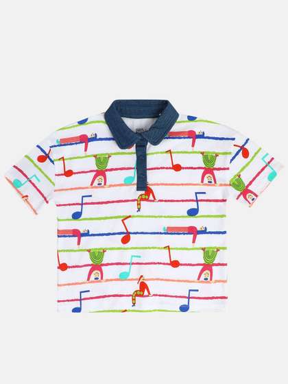 MINI KLUB Girls
                    Conversational Printed Shirt Collar Cotton Top