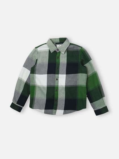 Pepe Jeans Boys Spread
                      Collar Checked Cotton Casual Shirt