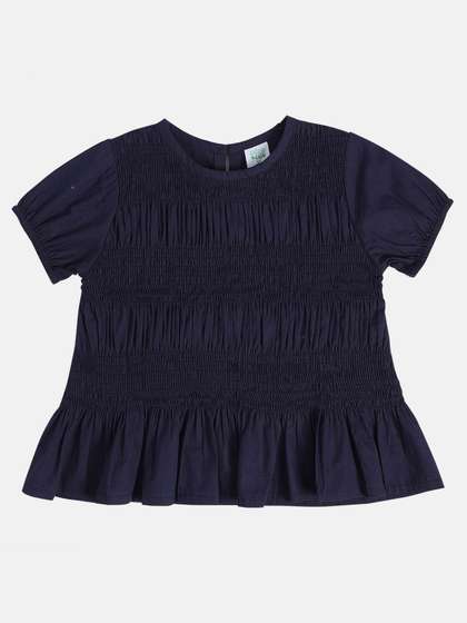 MINI KLUB Girls Solid
                    Round Neck Cotton Top