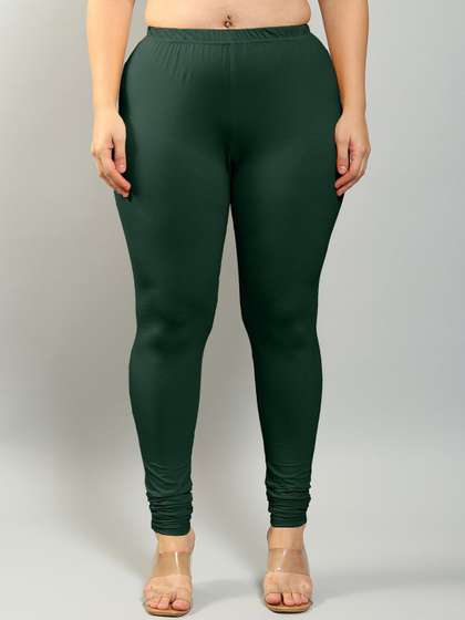 Plus Size Women
                        Knitted Churidar-Length Leggings