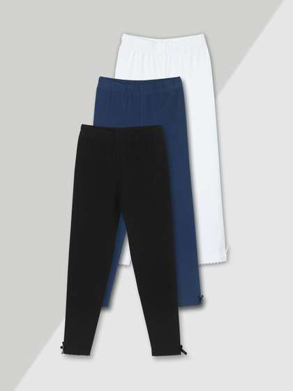 Max Girls Solid
                    Full-Length Leggings - Pack of 3