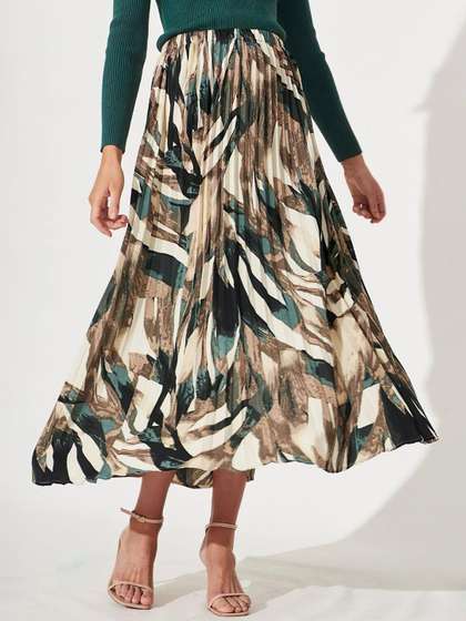 ZWERLON Printed A-Line Maxi Skirts