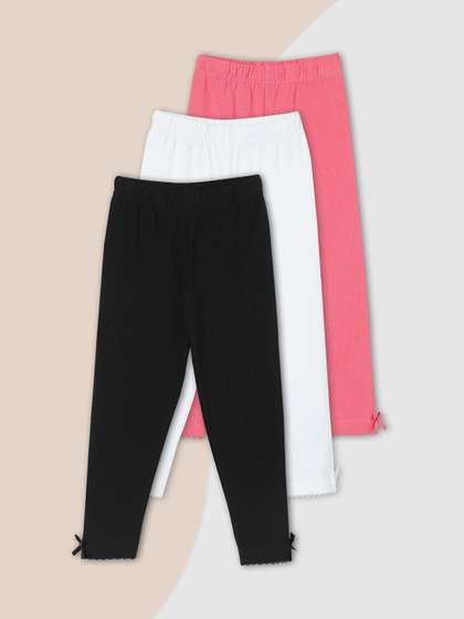 Max Girls Solid
                    Full-Length Leggings - Pack of 3