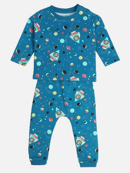 MINI KLUB Boys Printed
                    Pure Cotton T-Shirt With Joggers