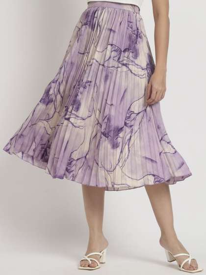 ZWERLON Pleated A-Line Midi Skirts