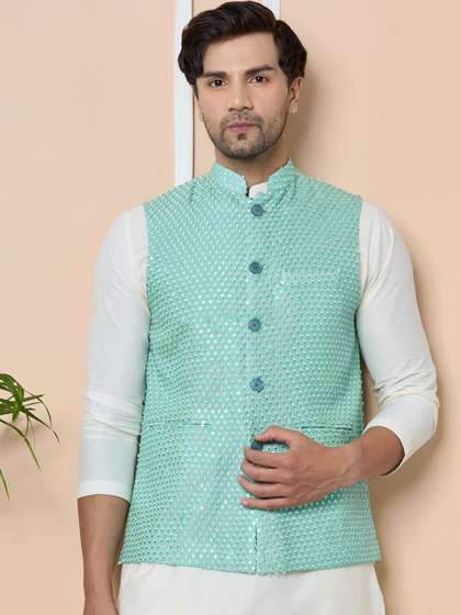 See Designs Embellish Cotton Nehru Jackets