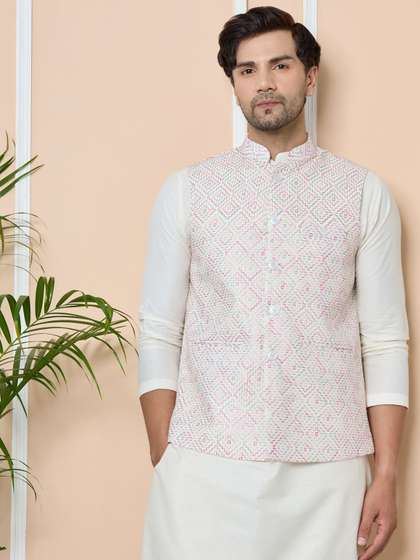 See Designs Embroidery Cotton Nehru Jacket